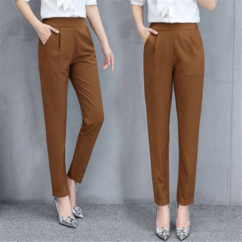 Quần Tây Lưng Cao Dáng Ôm Có Túi Size Lớn Phong Cách Doanh Nhân Thời Trang Cho Nữ