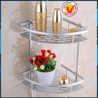 [Freeship] Kệ góc nhà tắm nhôm 2 tầng - Chịu tải trọng 8kg - Không cần khoan tường - Lắp đơn giản - đa năng
