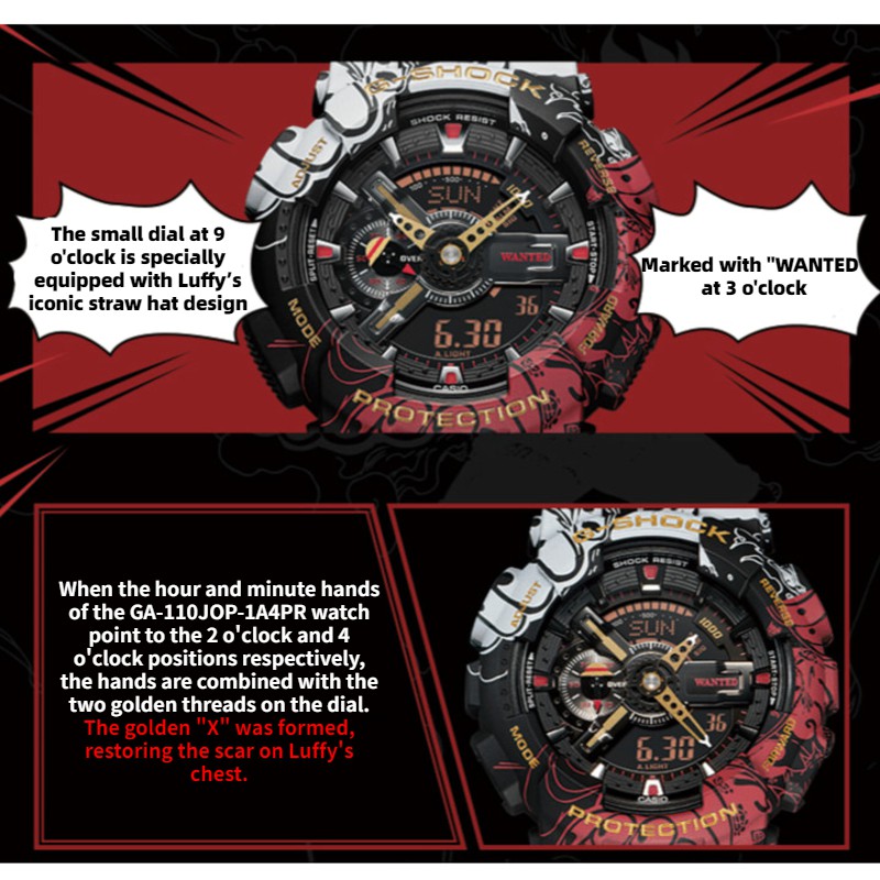 CASIO Đồng hồ đeo tay G-SHOCK x ONE PIECE & Dragon Ball Z tự động chống thấm nước kèm hộp đựng (Hàng có sẵn)
