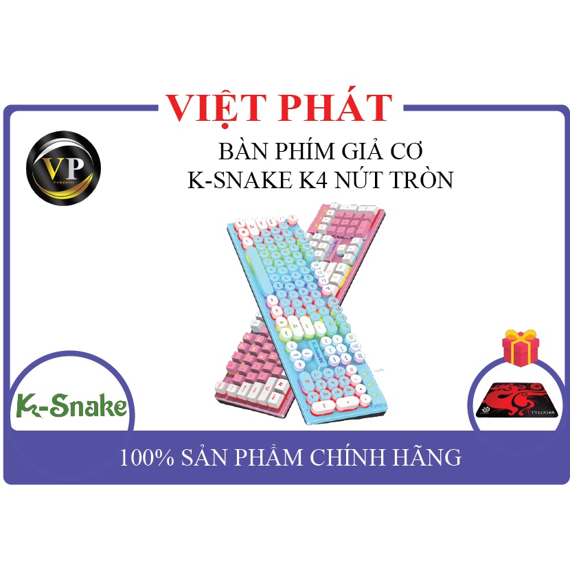 Bàn Phím Giả Cơ K-SNAKE K4 - Nút Tròn Đèn Led Thế Hệ Mới Phối Màu Cực Đẹp Dành Cho Game Thủ