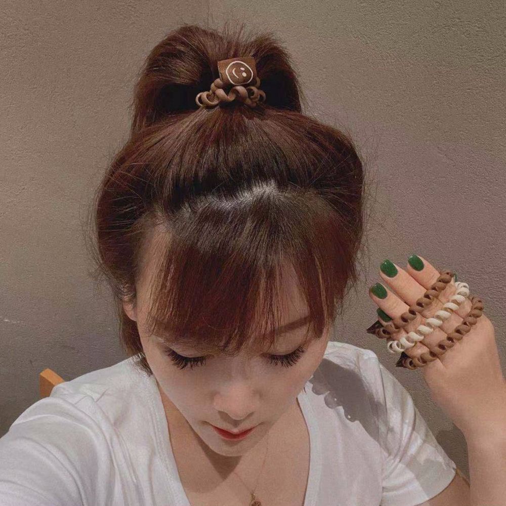 Dây Buộc Tóc Kiểu Dây Điện Thoại Bàn Mặt Nhám Nhiều Màu Sắc Phong Cách Hàn Quốc Cho Nữ