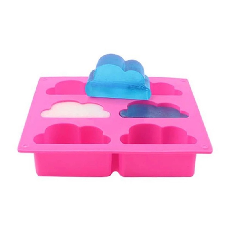 Khuôn Silicone Tạo Hình Làm Bánh Mousse / Xà Phòng / Đá 6 Ngăn Hình Đám Mây 3d