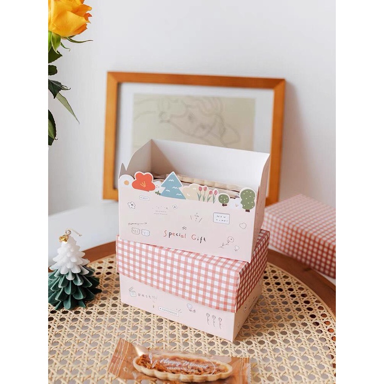 Hộp đựng bánh, kẹo, hộp giấy đựng thực phẩm, thiết kế dễ thương, đựng quà kích thước 15x10x9cm - POPPY STORE