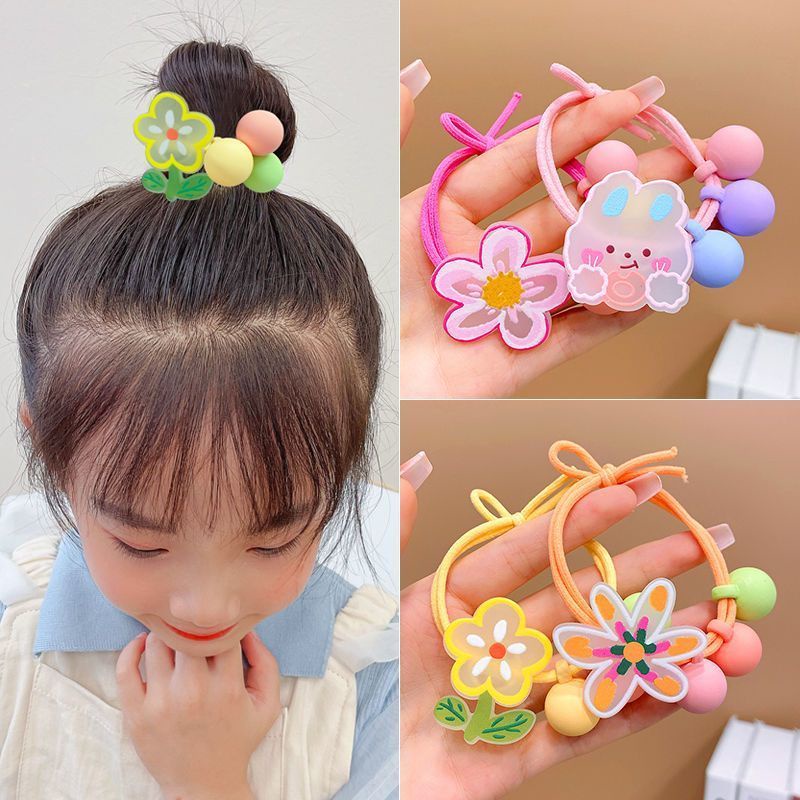 Dây Buộc Tóc Cao Su Co Giãn Đính Hoa Nhỏ Dễ Thương Cho Bé Gái