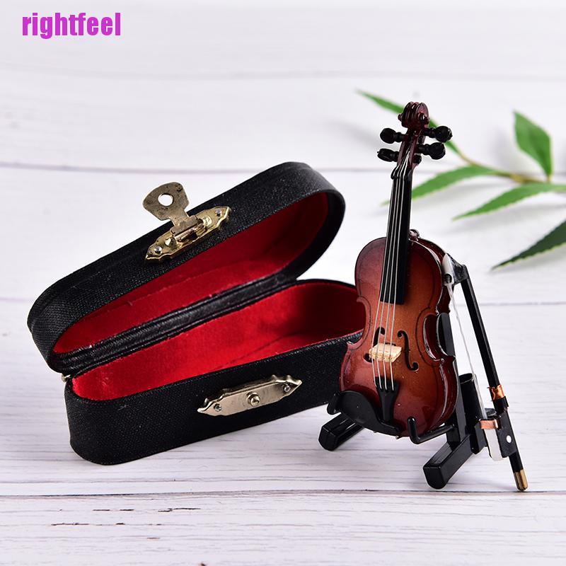 Mô Hình Đàn Violin Mini Bằng Gỗ Kèm Giá Đỡ Và Hộp Đựng Ốp