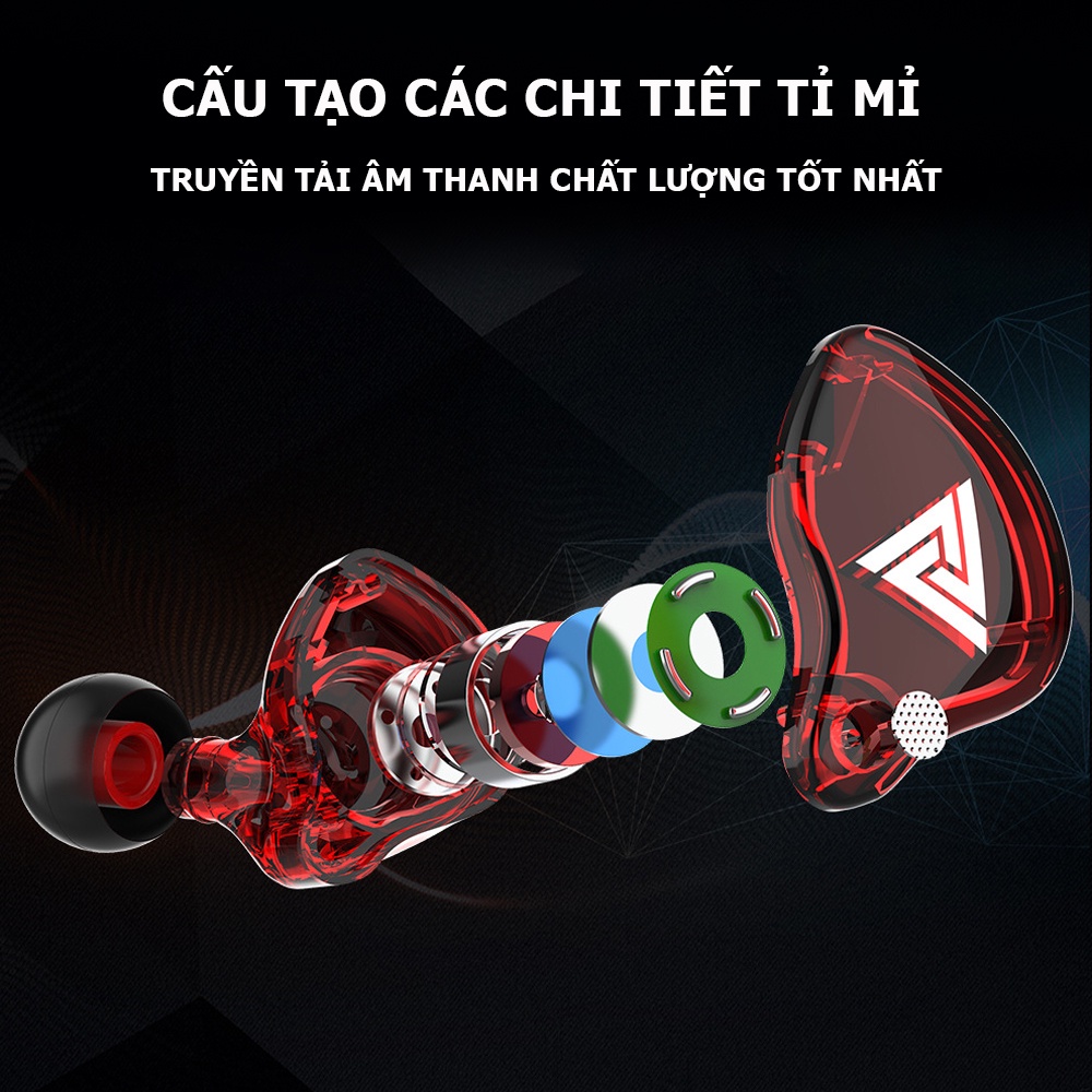 Tai nghe có dây nhét tai gaming chính hãng chống ồn tốt âm thanh HiFi 8D chơi game ngon QKZ- AK6