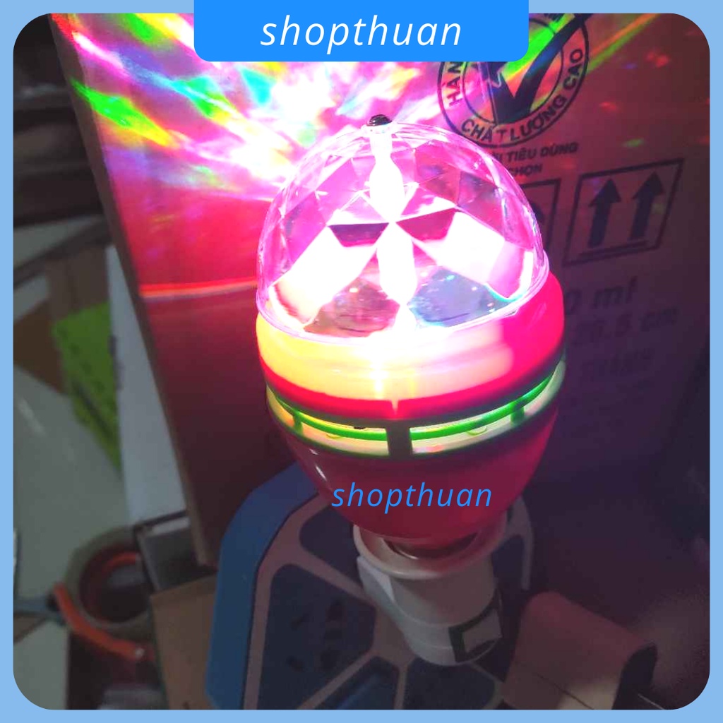 Đèn Led 7 Màu Xoay Gắn Đuôi Đèn E27 Nguồn 220V - đèn led xoay dành cho karaoke, gia đình