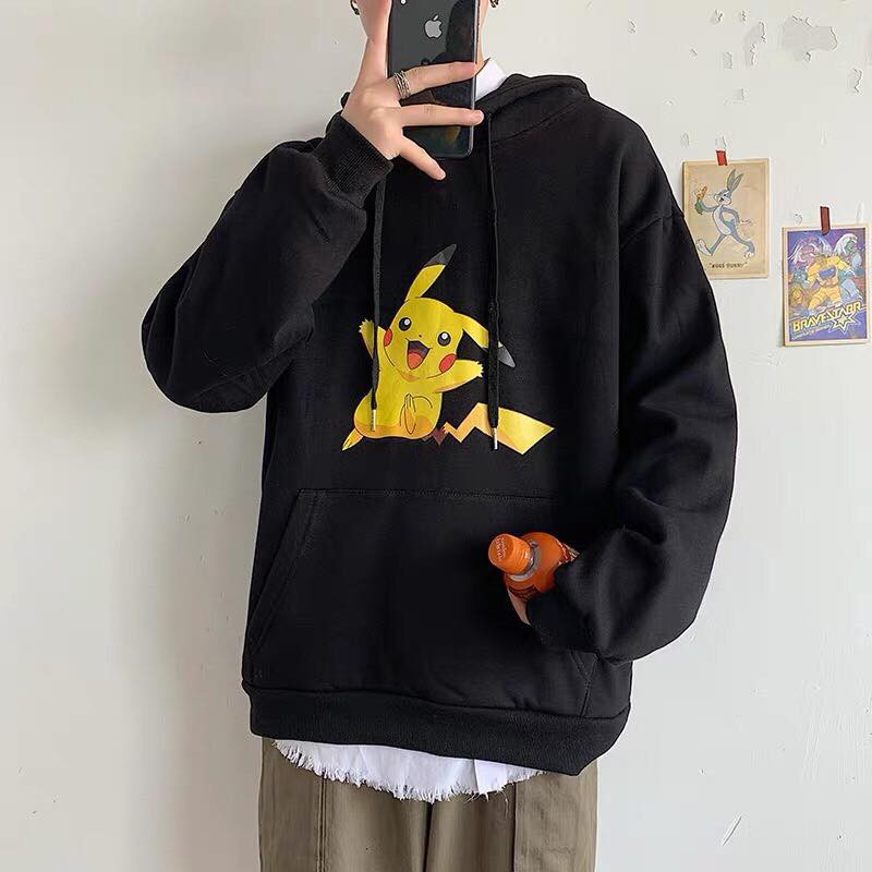 Áo Khoác Hoodie In Hình Pikachu Ulzzang Unisex Chất Nỉ Bông Cao Cấp Dáng Rộng Nam Nữ - MM