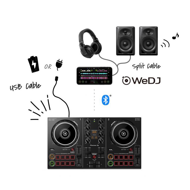 Bàn Smart DJ Controller DDJ-200 chơi được cả điện thoai và laptop  (Pioneer DJ) - Hàng Chính Hãng