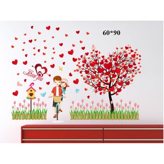 Decal dán tường đạp xe tình yêu