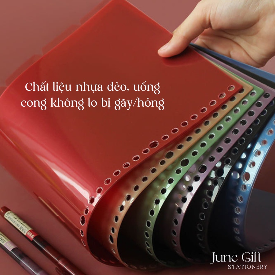 Set 6 tab nhựa màu retro phân trang A4 B5 A5 dùng cho sổ bìa còng 30 26 20 lỗ