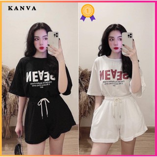Đồ Bộ Đùi Nữ Thể Thao From Rộng mặc nhà đẹp chất Thun Cotton màu xanh đen be KV10