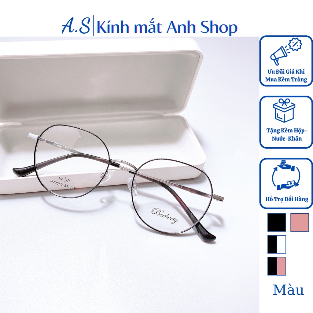 Gọng kính cận tròn thời trang chất liệu hợp kim cao cấp bền và thời trang 70550 nhận cắt cận viễn loạn