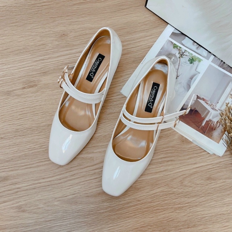 Giày cao gót phong kiểu dáng quý phái gót vuông cao 5 cm