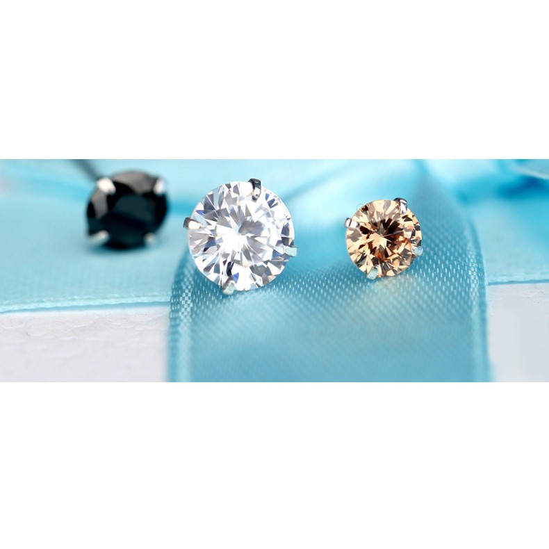 Hoa tai mặt hình viên kim cương giả lấp lánh thời trang dành cho nữ