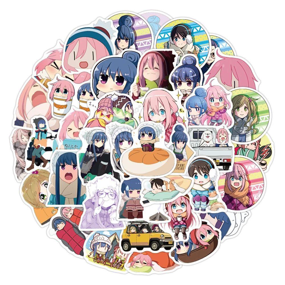Rebuy1 yuru camp dễ thương không thấm nước sáng tạo dán trang trí văn phòng phẩm sticker hành lý sticker điện thoại di động trang trí ván trượt sticker graffiti stickers