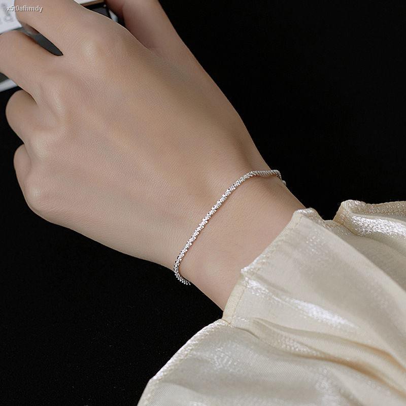 2021vòng tay trang sức chuỗi thời trang học sinh s925 sterling vòng tay bạc nữ hợp thời trang vòng tay bạn gái