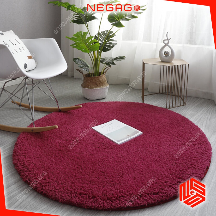 Miếng Thảm trải sàn | CỪU | màu Đỏ vang Tròn 120cm | NEGAGO