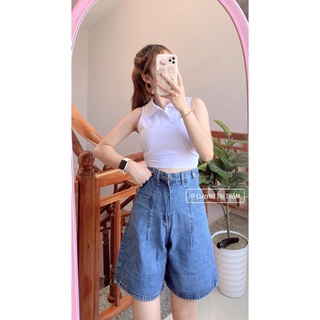 Quần jeans ngố đai nút