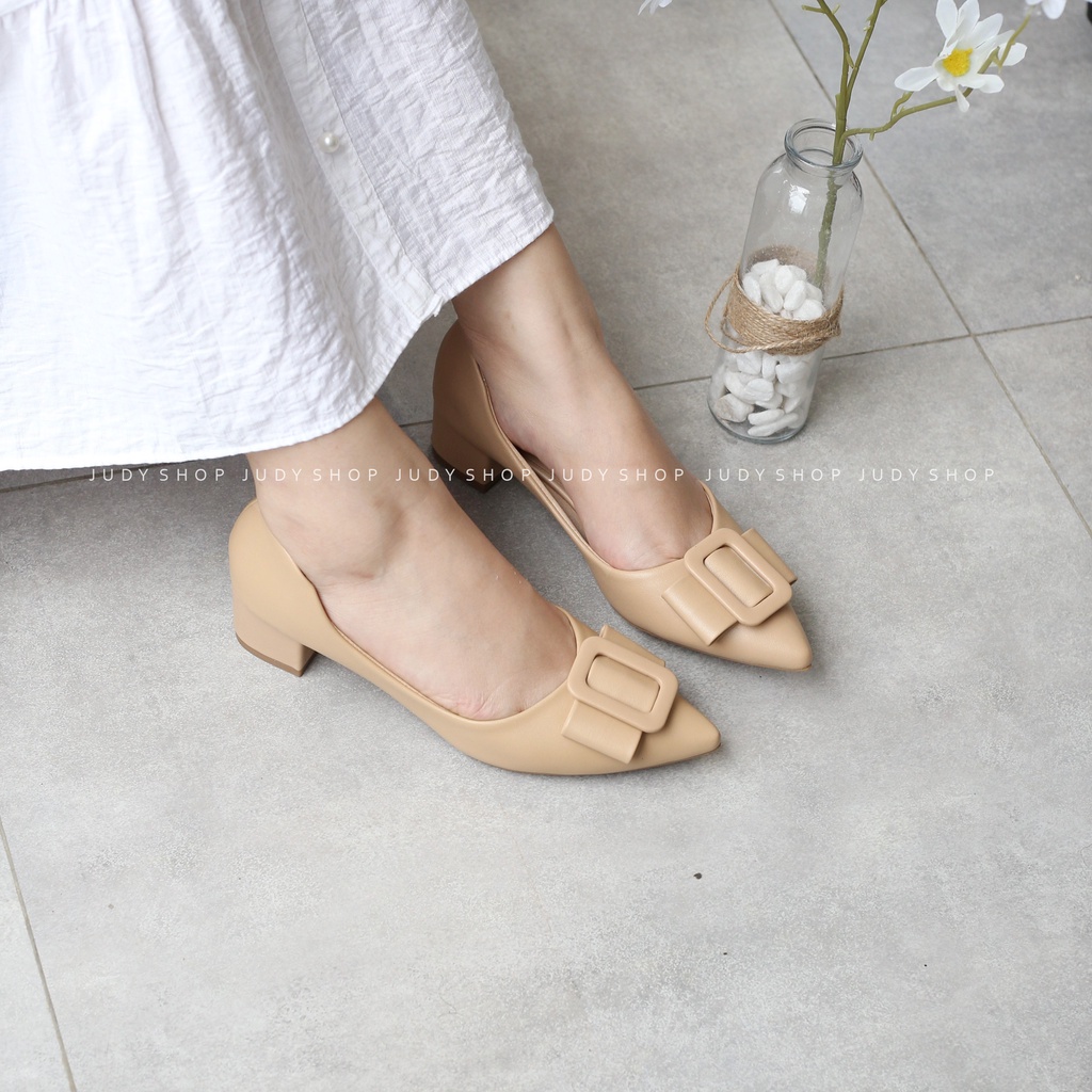 Giày Gót Vuông PURA Nơ Ngang Êm Chân Cao 4p VNXK