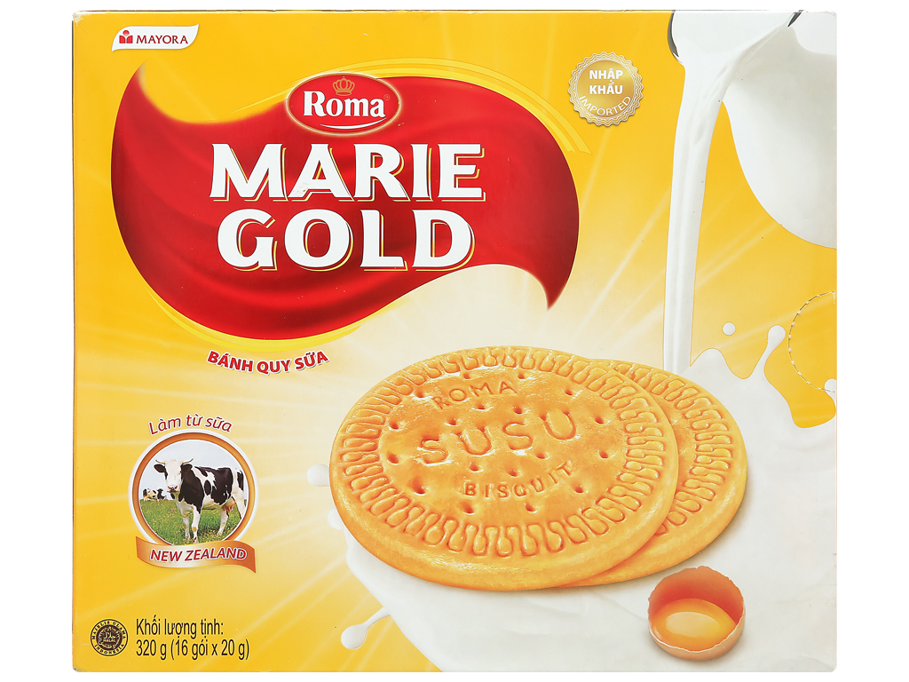 Bánh quy sữa Roma Marie Gold hộp 320g (16x20g) (Date Mới)