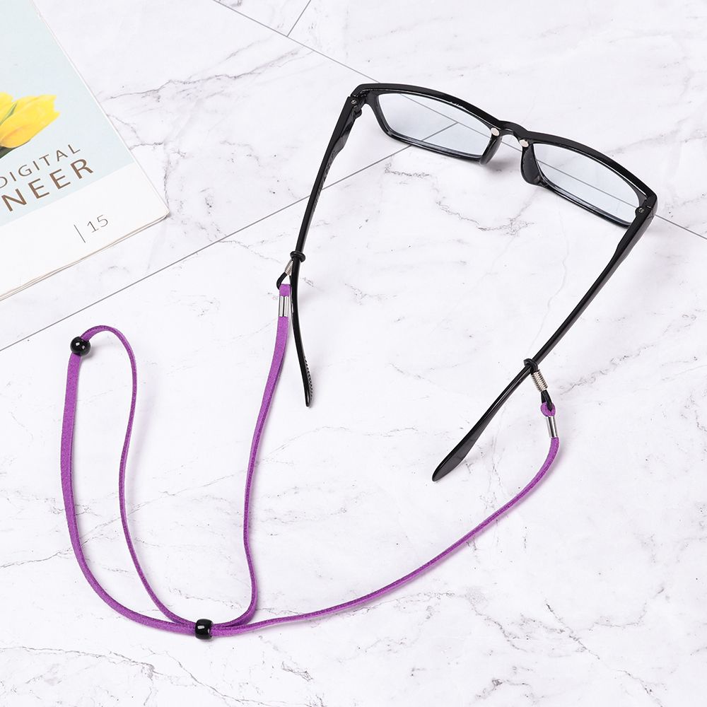 (Hàng Mới Về) Dây Đeo Mắt Kính Thể Thao Bằng Da Lộn Màu Trơn Chống Trượt Điều Chỉnh Được Thời Trang
