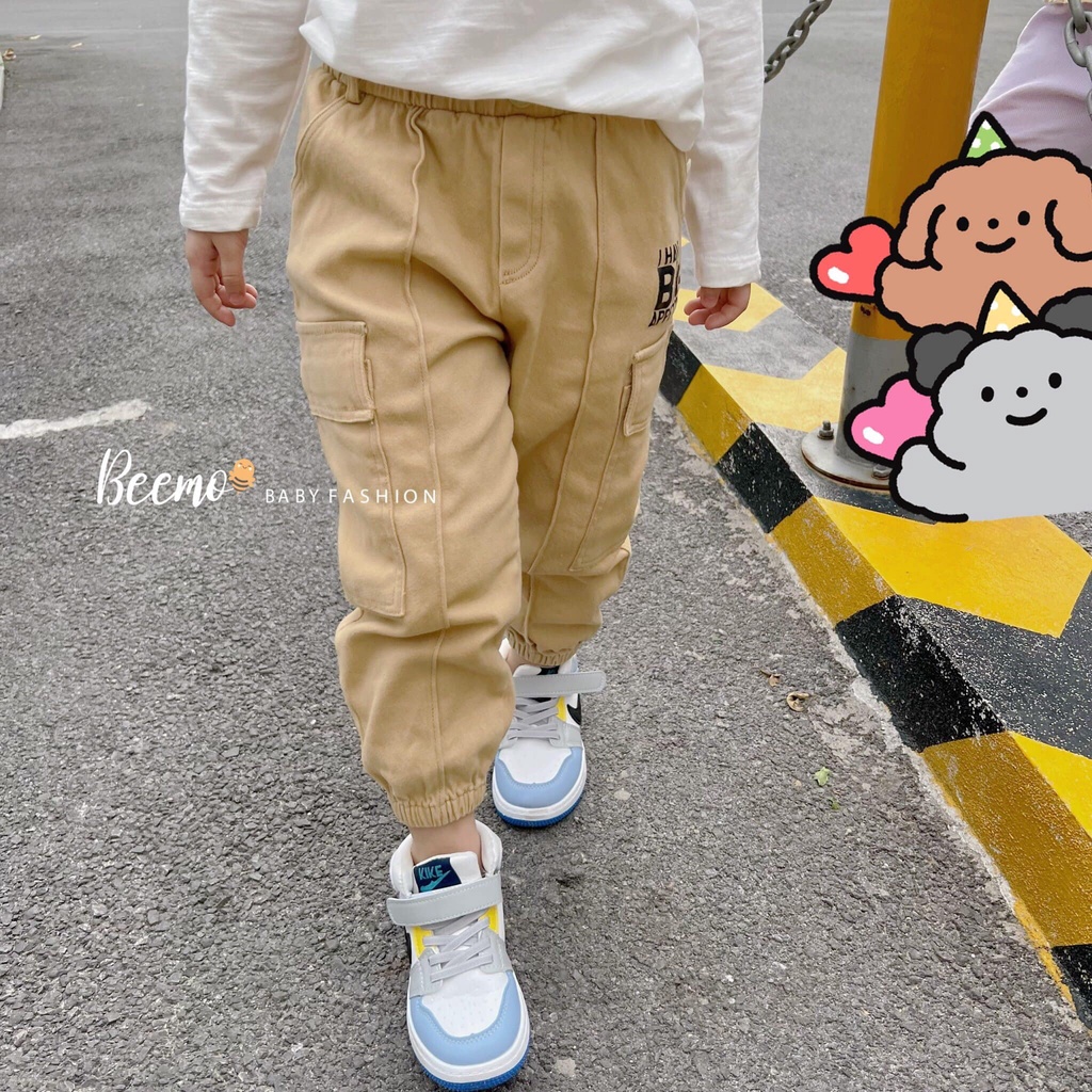 Quần kaki dài đính cúc, túi hộp Beemo