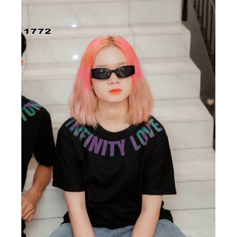 Áo thun in chữ phát sáng 7 màu vòng cổ siêu hot