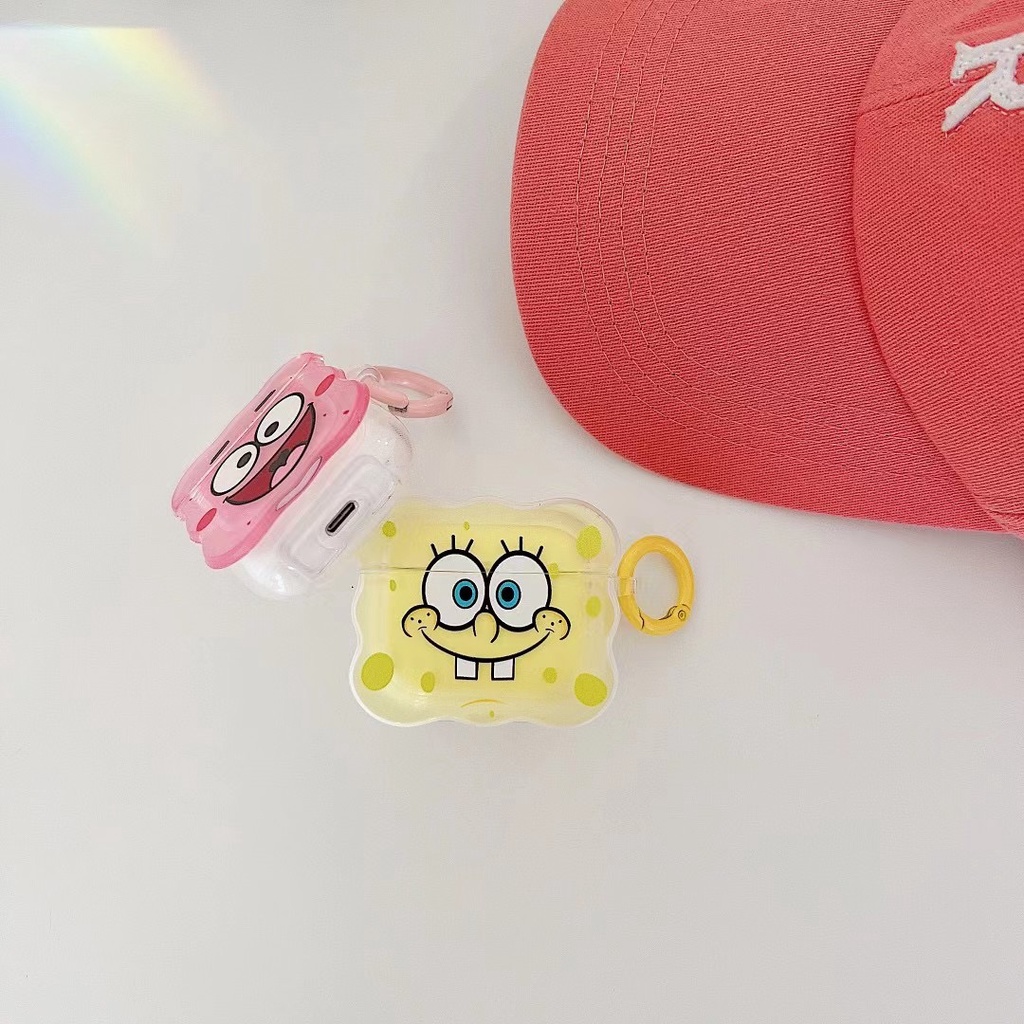 Vỏ Bảo Vệ Hộp Sạc Tai Nghe Bluetooth airpods 1 2 pro Bằng tpu Mềm Hình Spongebob Patrick