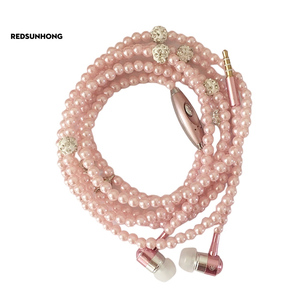 [RSH.z] Tai Nghe Nhét Tai Có Dây Chuỗi Ngọc Trai Giả Bằng ABS Cách Âm Dùng Làm Quà Tặng Sinh Nhật