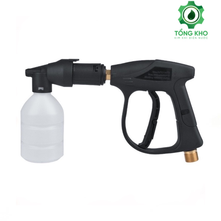 Bộ súng xịt và bình phun bọt tuyết 300ml cho máy rửa xe áp lực cao (Ren 22 và 14mm) - Tổng kho kim khí điện nước