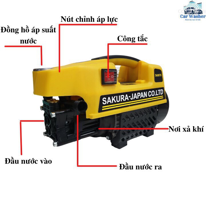 Máy rửa xe sakura áp lực cao  MẠNH MẼ , BỀN BỈ  ĐỘNG CƠ TỪ