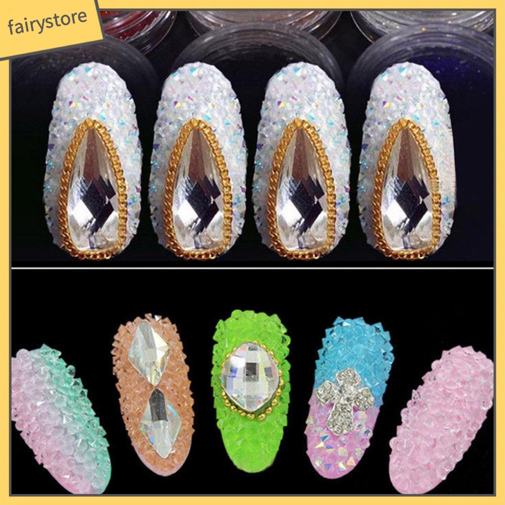 [Hàng mới về] Hộp đá pha lê mini 1.1-1.3mm lấp lánh trang trí móng tay chuyên dụng