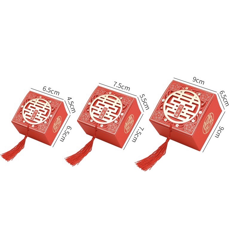 Combo 20-30-50c hộp quà cưới màu đỏ size 7,5cm - Hộp đựng bánh kẹo socola