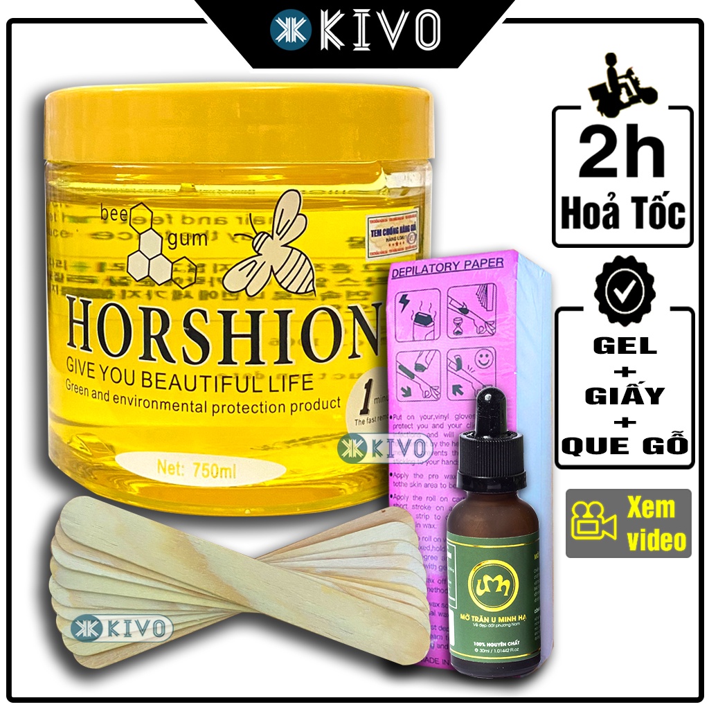 Sáp Wax Lông Lạnh Mật Ong Horshion 750ml - Gel Wax Lông Nách, Chân Tay Bikini Vùng Kín - Mỡ Trăn Triệt Lông Kivo