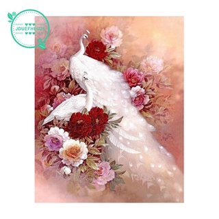 Tranh Thêu Chữ Thập Hình Con Công Trắng