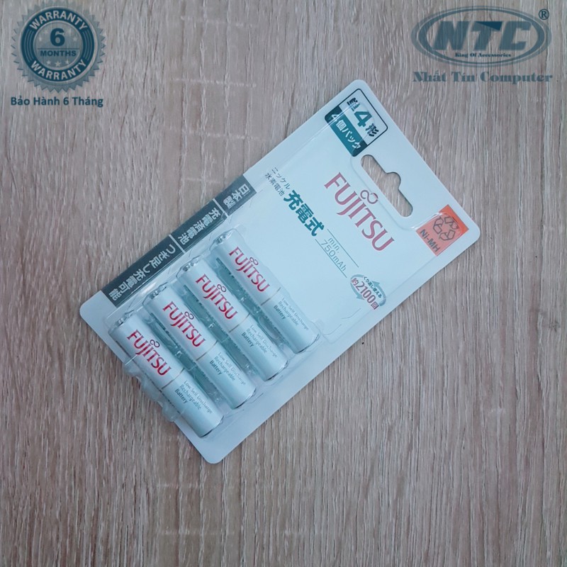 Pin sạc AAA Fujitsu 750mAh vỉ 4 Viên made in JAPAN - nội địa Nhật Bản (trắng)