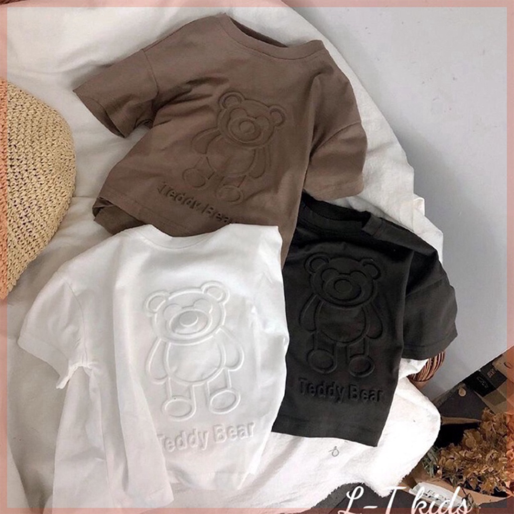 Áo Phông Ngắn Tay Cotton In Gấu Nổi Phong Cách Hàn Quốc Cho Bé Trai Bé Gái AP17