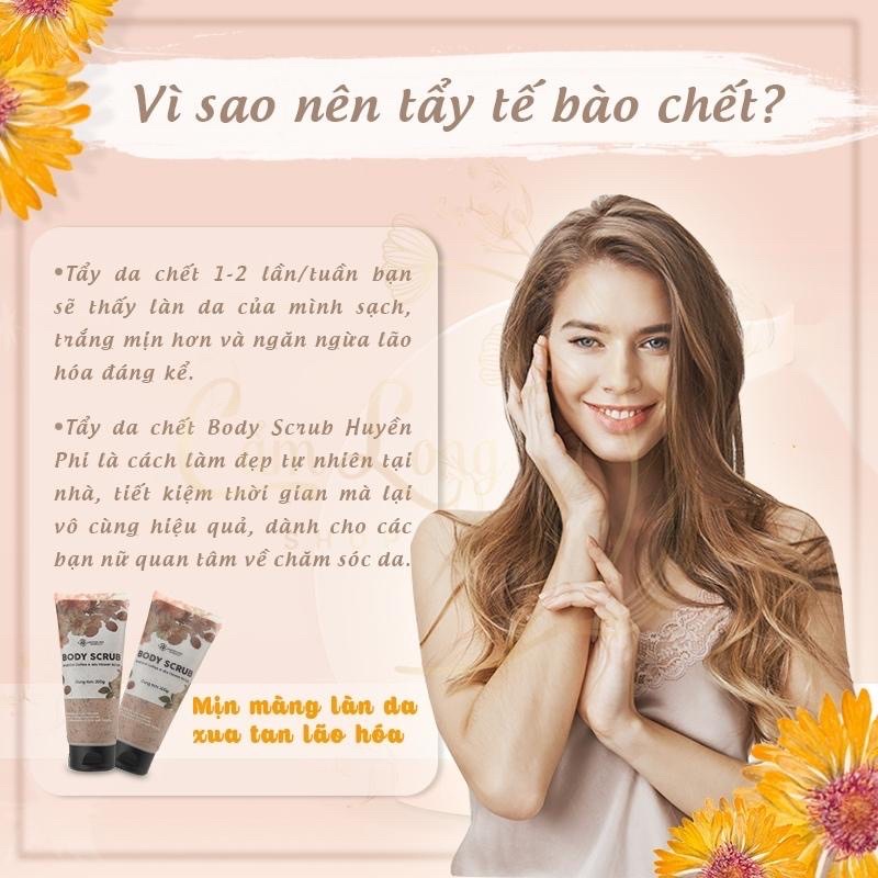 Tẩy tế bào chết toàn thân body hữu cơ Huyền Phi200g thành phần thiên nhiên loại bỏ lớp da chết lỗ chân lông thông thoáng