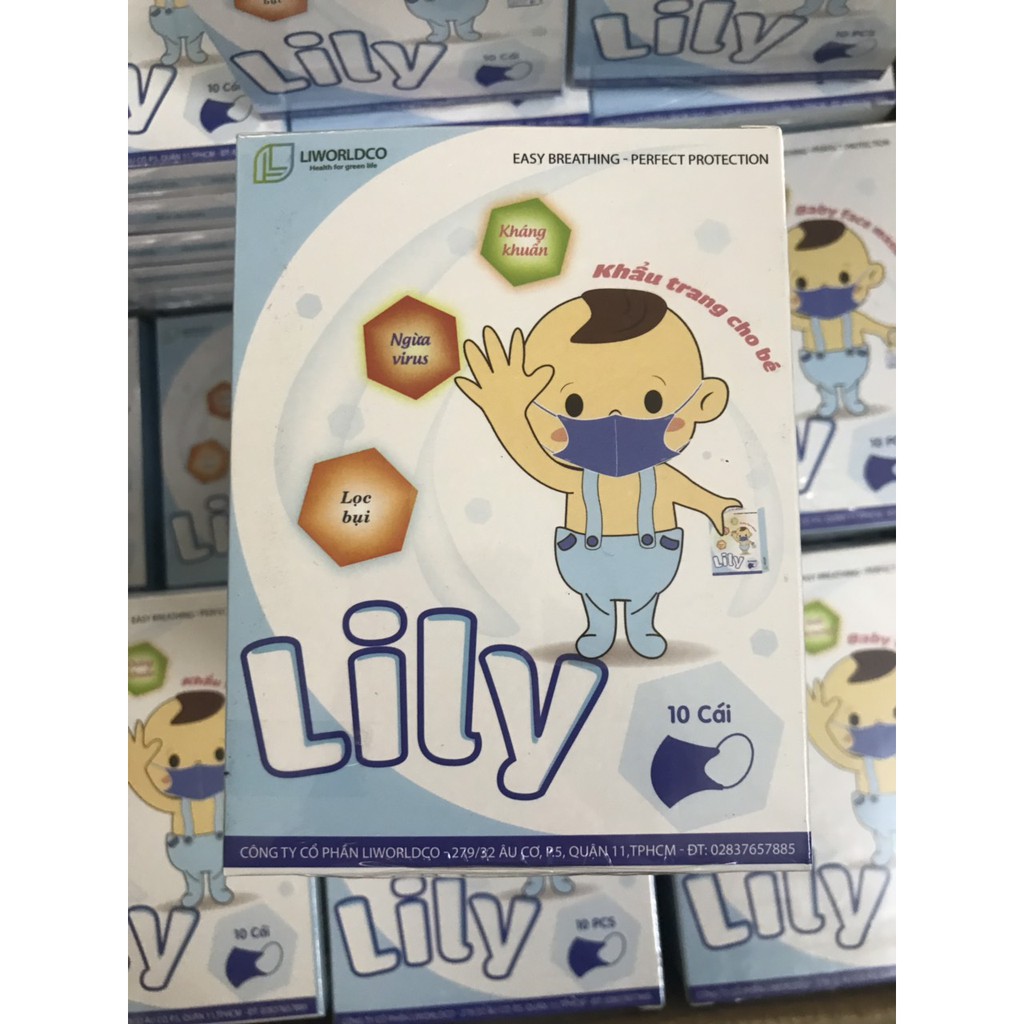 Hộp 10 Khẩu trang y tế - Lily Cho bé từ 3 tháng đến 4 tuổi