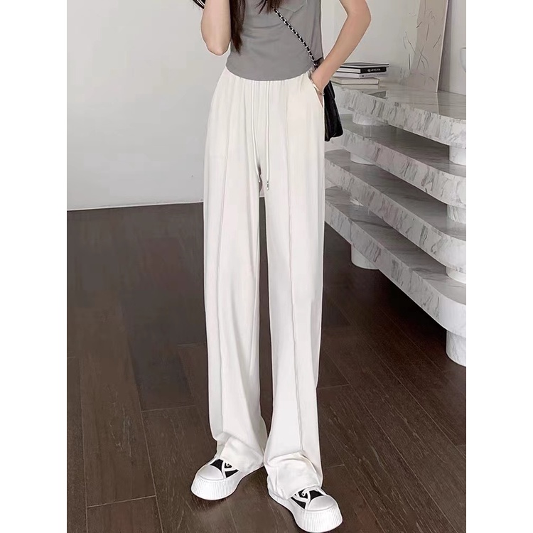 Quần Dài Lưng Cao Ống Rộng Chất Liệu Lụa Lạnh Thời Trang Mùa Hè Mới Cho Nữ