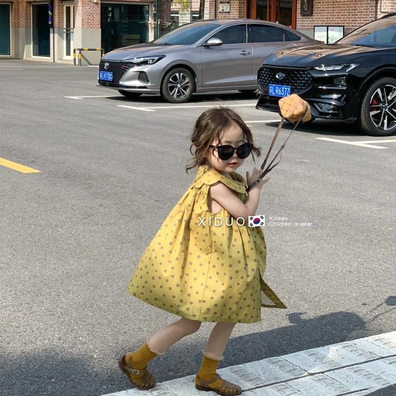 Đầm Công Chúa Mùa Hè Không Tay Dễ Thương Phong Cách Hàn Quốc Hợp Thời Trang Cho Bé Gái 5 Tuổi