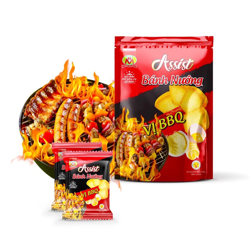 Assist 220g Bánh nướng VỊ BBQ phô mai MỸ NGỌC - Baked Caked with BBQ flavor 220g