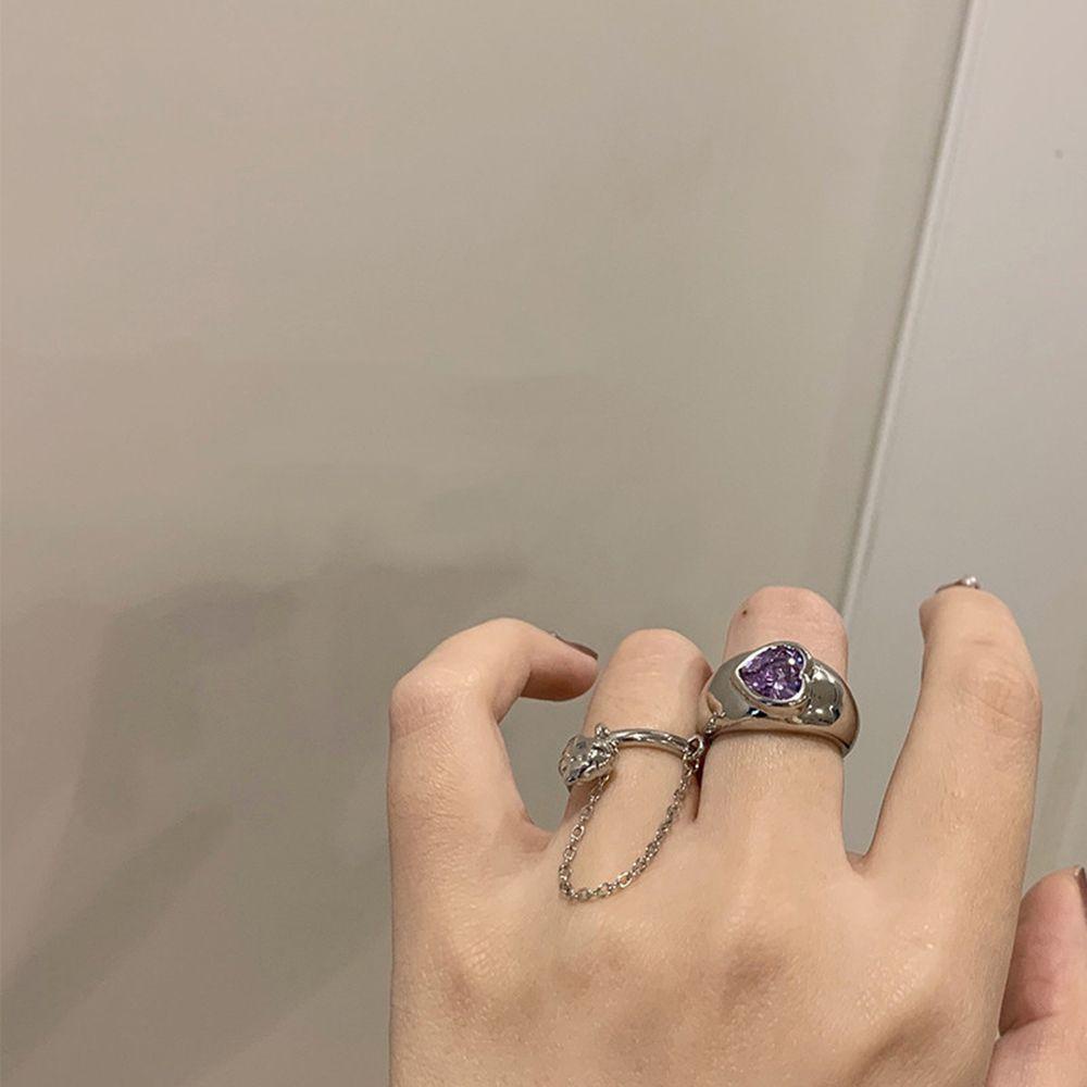 Nhẫn VANES1 Bằng Thép Hình Trái Tim Phối Dây Xích Tua Rua Thời TrangÁo Kiểu Hàn Quốc Thiết Kế Trẻ Trung Cá Tính