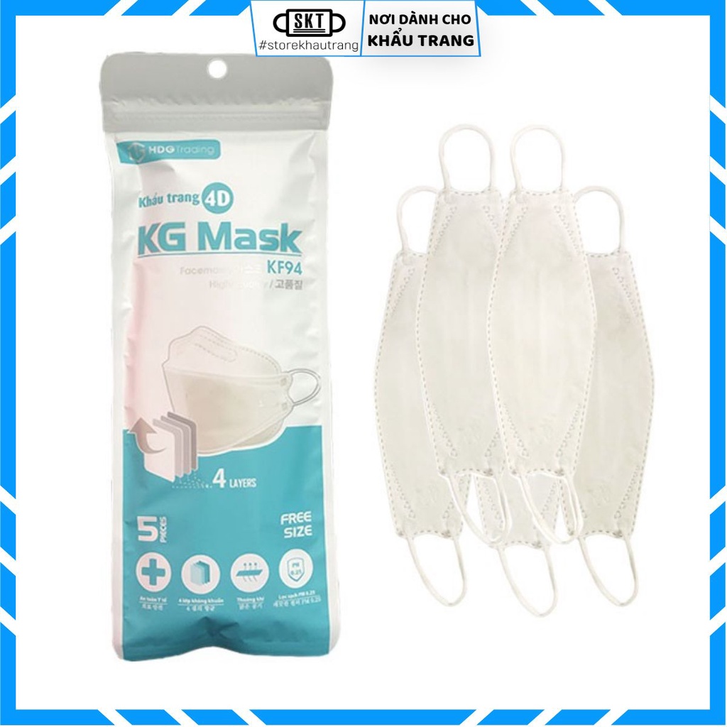 Khẩu Trang 4D KF94 KG MASK - 1 Gói 5 Cái