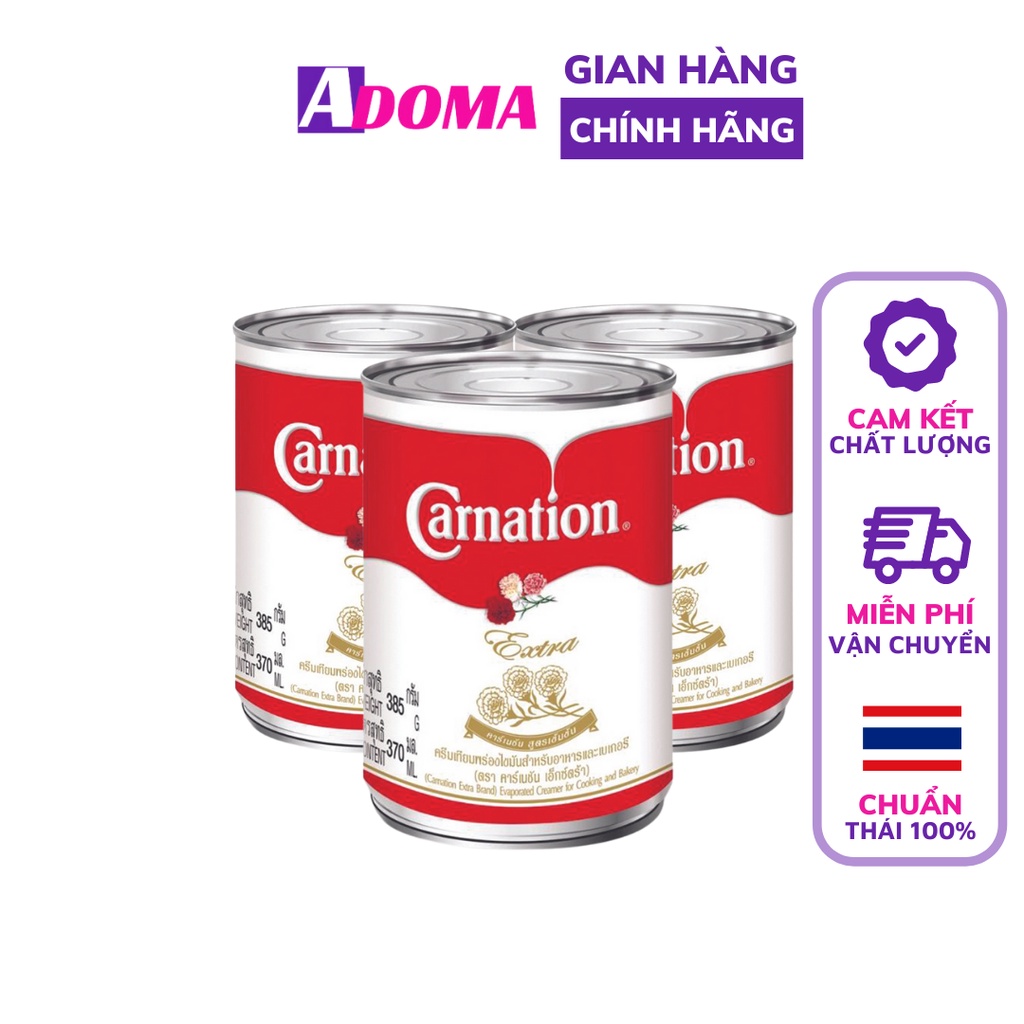 Sữa béo Carnation Extra sữa tươi không đường có xuất xứ Thái Lan, vị béo, ngậy thơm