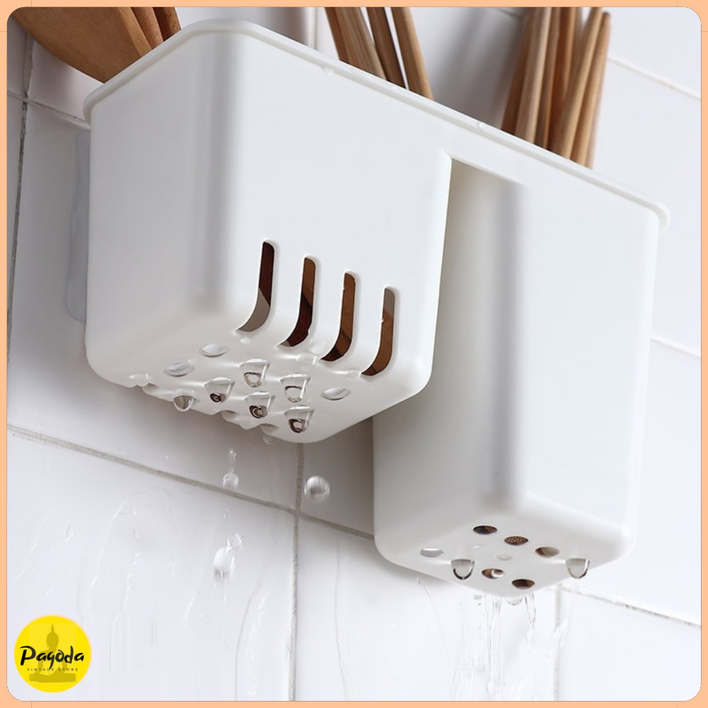 (SP mới) Hộp đựng thìa đũa 2 ngăn dán tường => Follow shop để nhận mã giảm giá