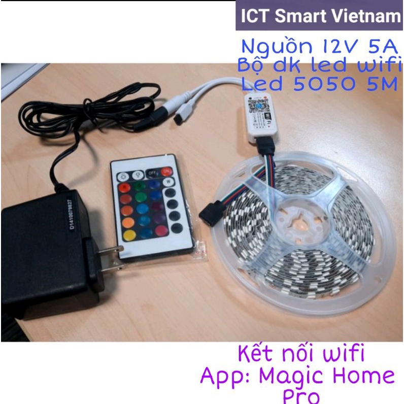 Bộ đèn led thông minh wifi kết hợp hồng ngoại Magic Home, Google Home& Alexa