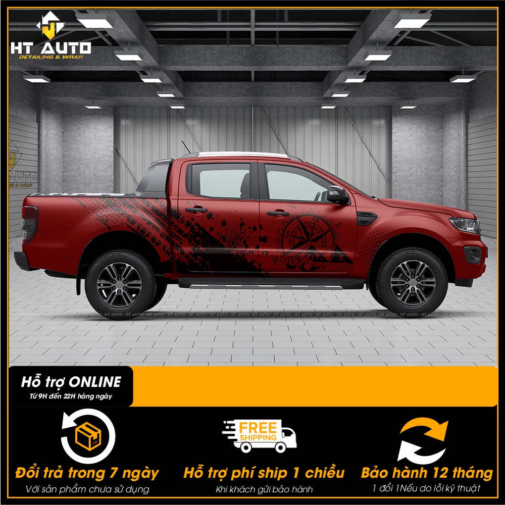 Decal Tem xe Ford Ranger HT004 - Tem Xe Bán Tải Đẹp 2022