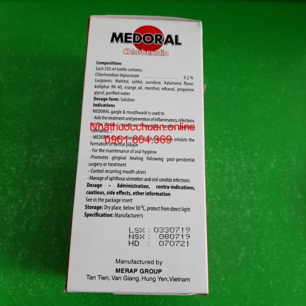 MEDORAL 250ml Nước súc họng , miệng